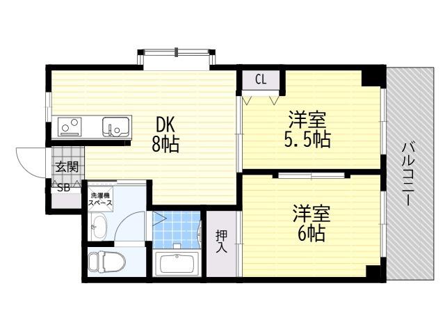 ファーストタウンパート5(2DK/2階)の間取り写真