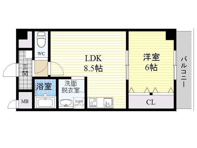 ラ・ポーエあき(1LDK/2階)の間取り写真