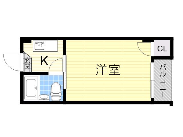 メイプルリーフ平野(1K/1階)の間取り写真
