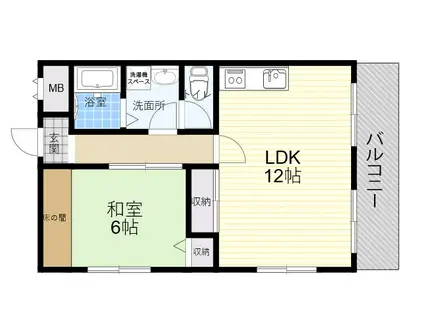 グランディール鹿島(1LDK/5階)の間取り写真