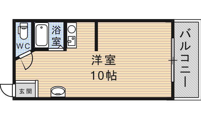 グローリーハイツ平野(ワンルーム/6階)の間取り写真