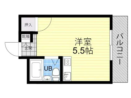 シャトー第2平野(ワンルーム/1階)の間取り写真