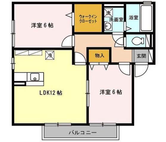 カトルアン(2LDK/2階)の間取り写真