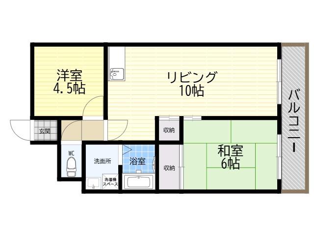 光コーポⅠ(2LDK/3階)の間取り写真
