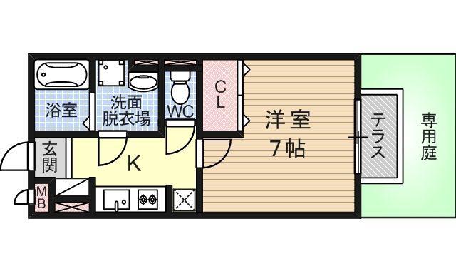 エクレール鷹合(1K/1階)の間取り写真