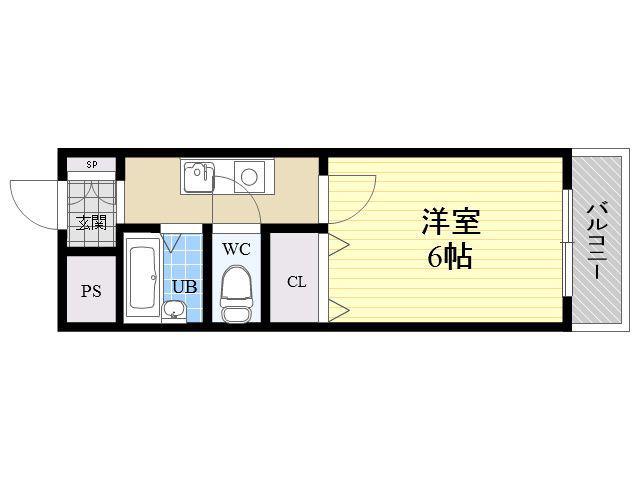 カーサさくら(1K/2階)の間取り写真