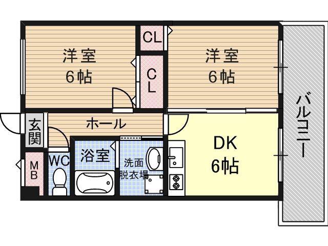 アークハイツ出戸(2DK/3階)の間取り写真