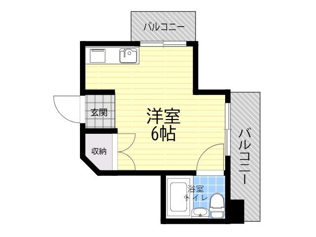東洋プラザ田辺(ワンルーム/3階)の間取り写真