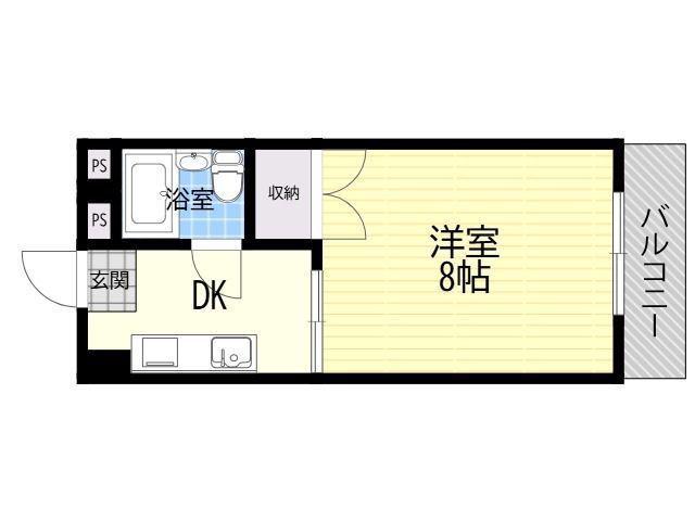 シャトー背戸口(1DK/1階)の間取り写真
