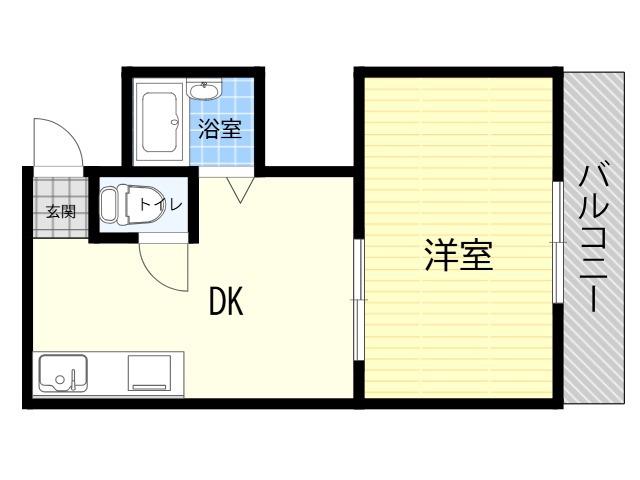 サンプラザ照ヶ丘A棟(1DK/1階)の間取り写真