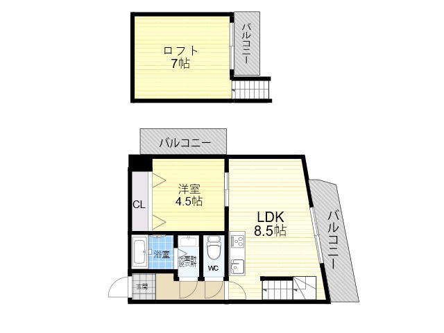 オーズレジデンス東住吉(2LDK/4階)の間取り写真