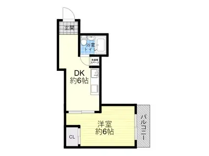 リバーハイツコーチ2(1DK/3階)の間取り写真