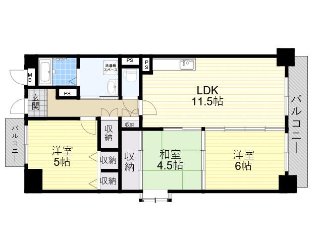 グレーシィ喜連(3LDK/3階)の間取り写真