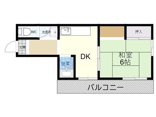 グランベガ平野南(1DK/3階)の間取り写真