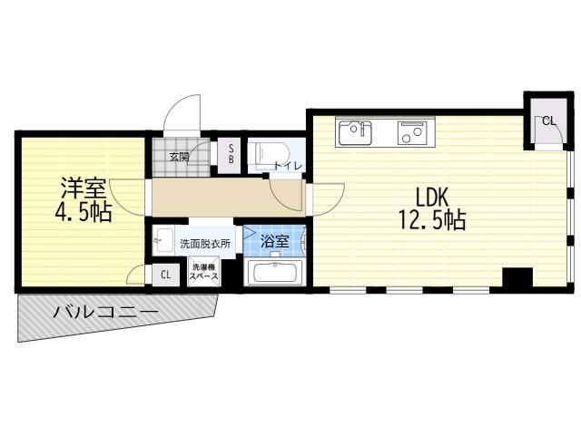 ダグラス鷹合(1LDK/5階)の間取り写真