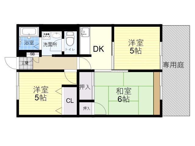 クレストK(3DK/2階)の間取り写真