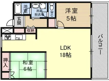 清川6番館(2LDK/4階)の間取り写真