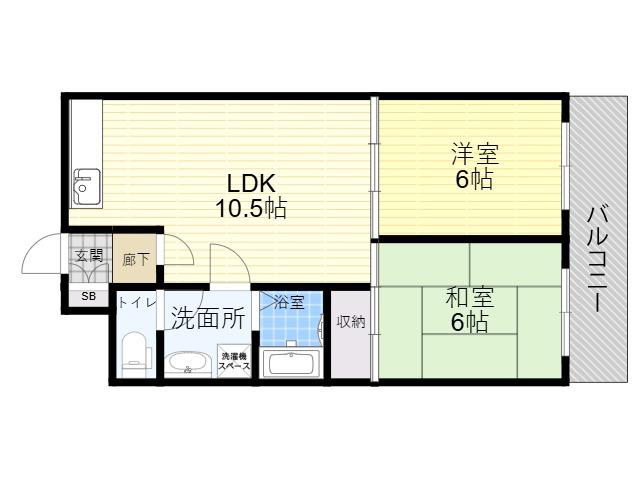 ファースト平野(2LDK/4階)の間取り写真