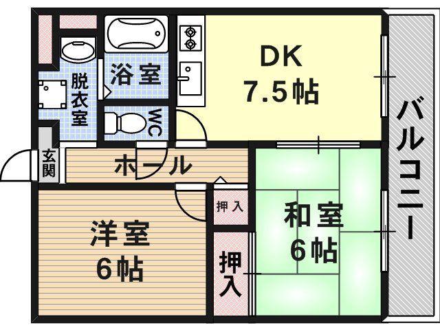 ザナドゥ90(2DK/4階)の間取り写真