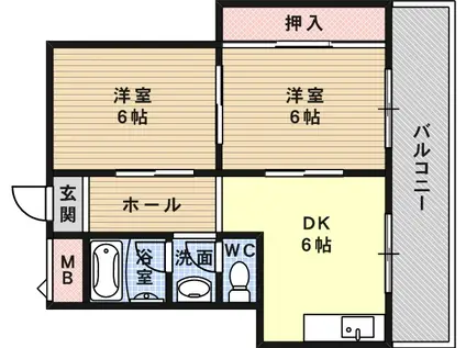 サニーコーポ喜連(2DK/5階)の間取り写真
