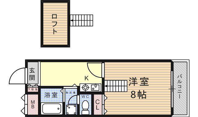 ハートフル21(1K/4階)の間取り写真