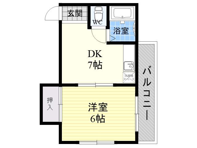 プレジール平野(1DK/5階)の間取り写真