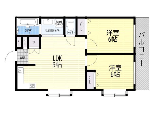 湯里マンション(2LDK/4階)の間取り写真