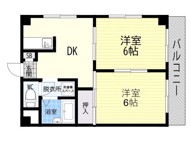 リベラルパレス平野(2DK/7階)の間取り写真