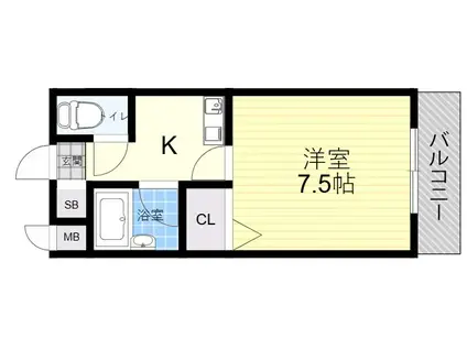 メゾン加美北(1K/3階)の間取り写真