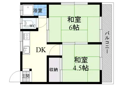 ラプティメゾン公園東(2DK/4階)の間取り写真