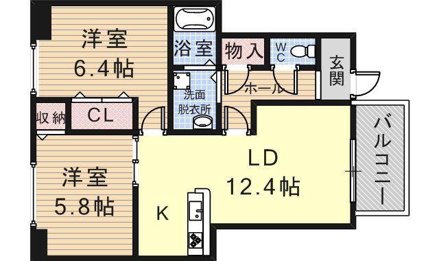 ティアラコートA棟(2LDK)の間取り写真