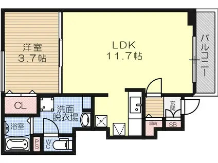 メゾン ソレイユ(1LDK/1階)の間取り写真