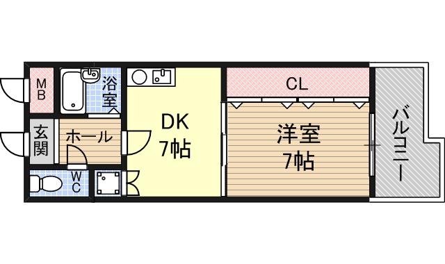エイチ・ツーオー今川(1DK/1階)の間取り写真