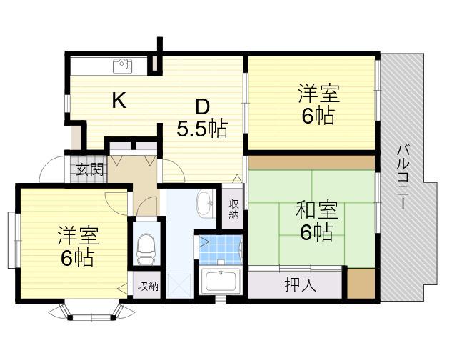 エステート南平野(3DK/2階)の間取り写真