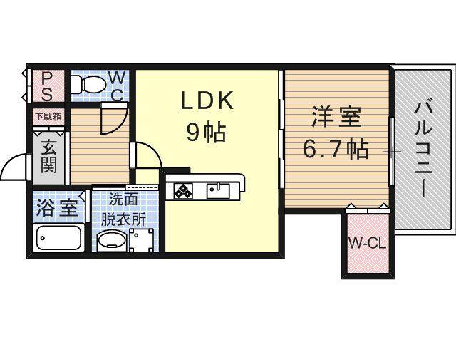 フォレスト 長居公園(1LDK/2階)の間取り写真