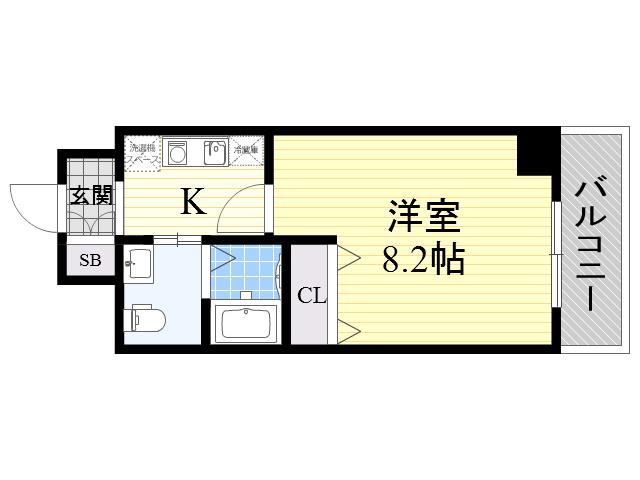 CASSIA天王寺東(1K/7階)の間取り写真