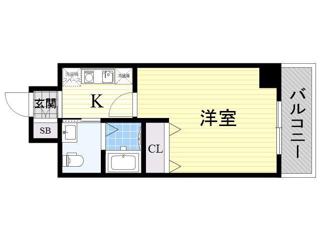 CASSIA天王寺東(1K/7階)の間取り写真