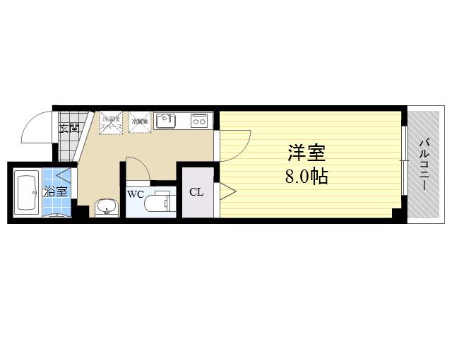 クレセントファーム(1K/4階)の間取り写真