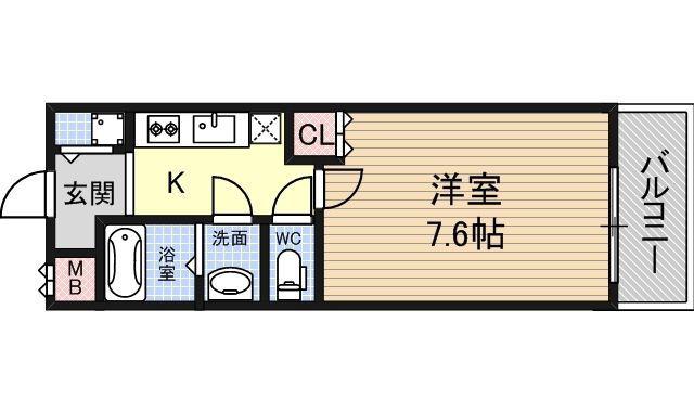 バンブーコート2番館(1K/1階)の間取り写真