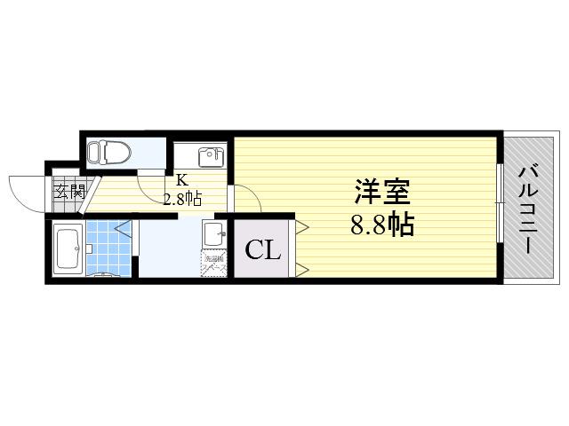 ソレイユ山坂(1K/2階)の間取り写真