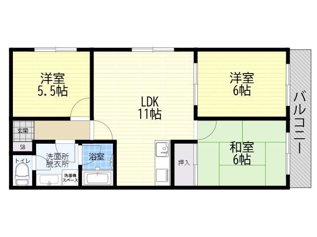 アネックス西今川(3LDK/1階)の間取り写真