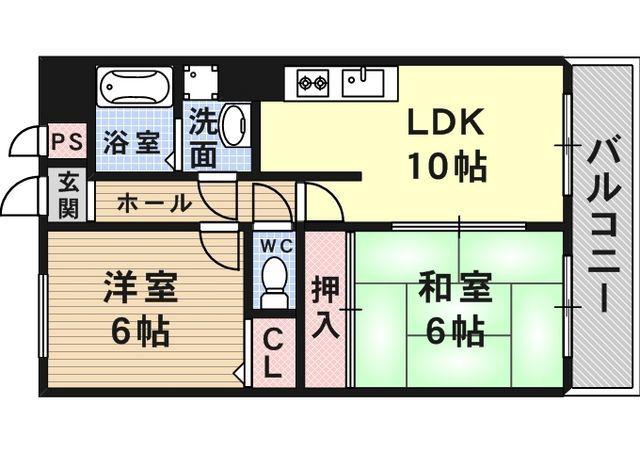 ヴィラシャトー(2LDK/5階)の間取り写真