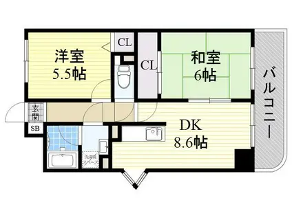 ヴィラシャトー(2LDK/4階)の間取り写真