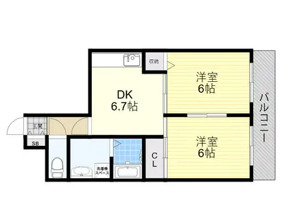ミタカホーム8番(2DK/5階)の間取り写真