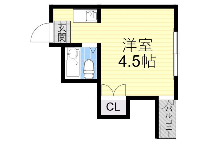 出戸ターミナルハイツ(ワンルーム/2階)の間取り写真