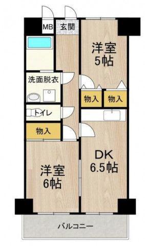 デイグラン長居公園(2DK/4階)の間取り写真
