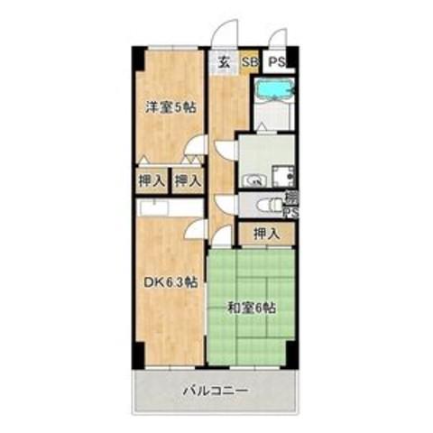 デイグラン長居公園(2DK/4階)の間取り写真