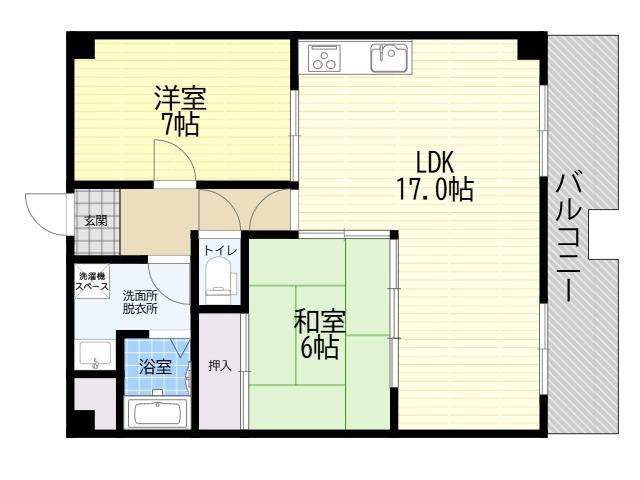 シャトレ長吉(2LDK/6階)の間取り写真