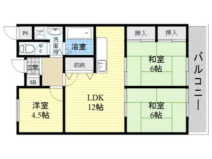 メゾンカタケ(3LDK/4階)の間取り写真