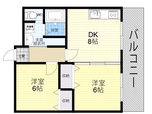 メゾンそれいゆ(2DK/2階)の間取り写真